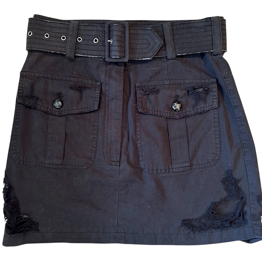 NWOT LF CARMAR Distressed Black Mini Skirt